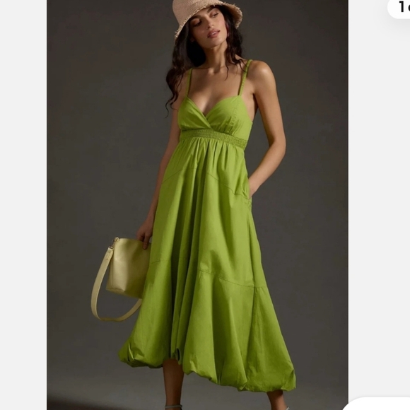 Anthropologie V-NeckTiered Bubble Hem Dress Size XS - Picture 2 of 10